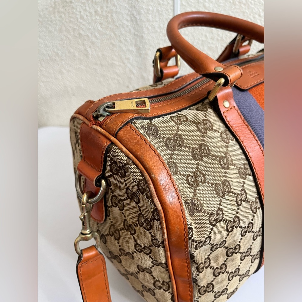 Gucci Beige and Orange Canvas Boston bag - Picture 8 of 16